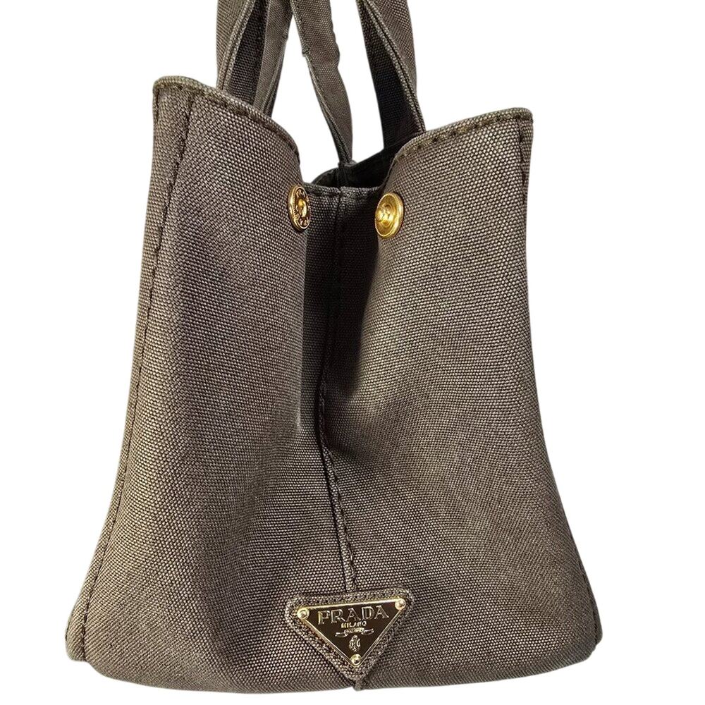 Prada Medium Canapa Canvas Tote Green - Picture 4 of 11